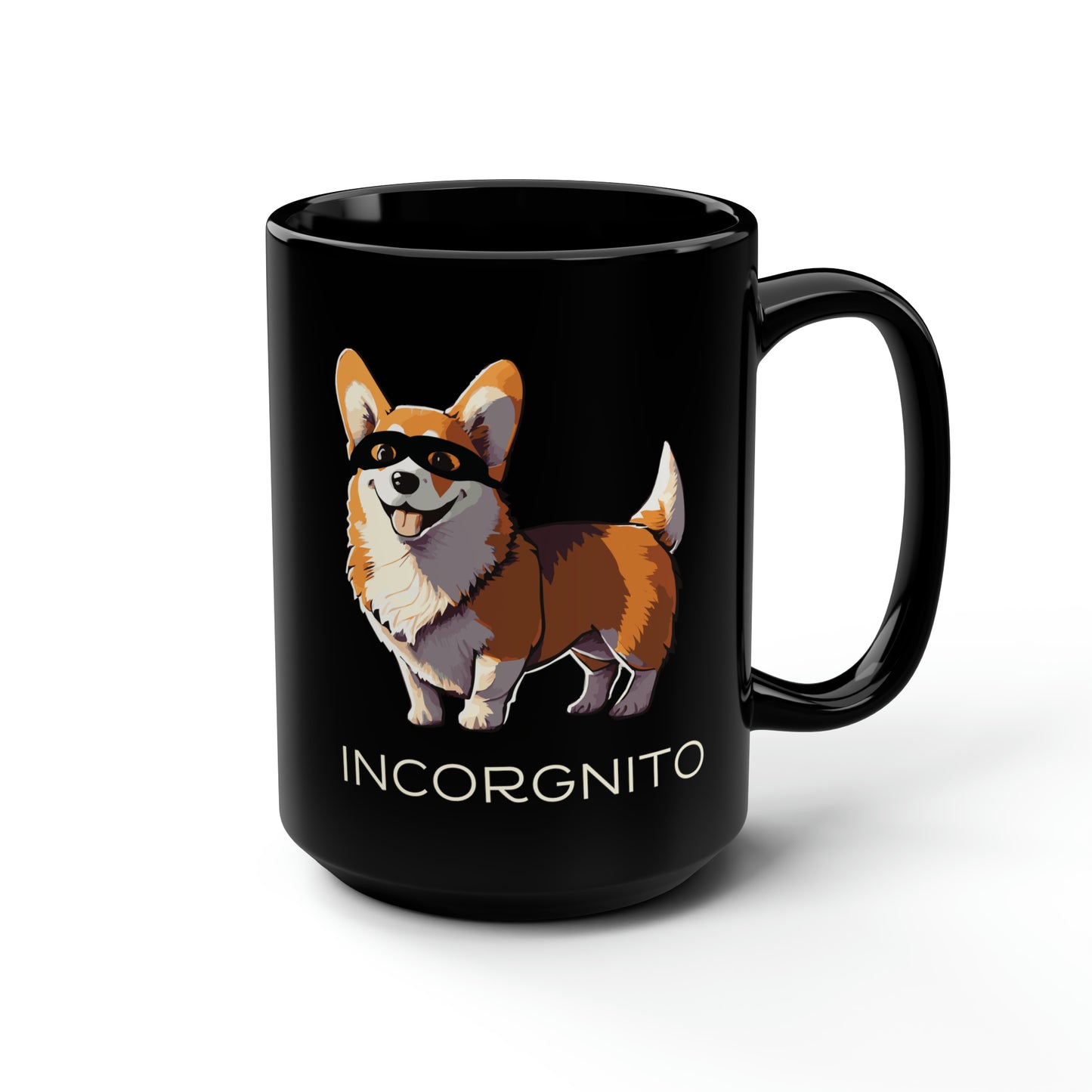 Incorgnito Corgi Mug | Black Ceramic Mug 15oz