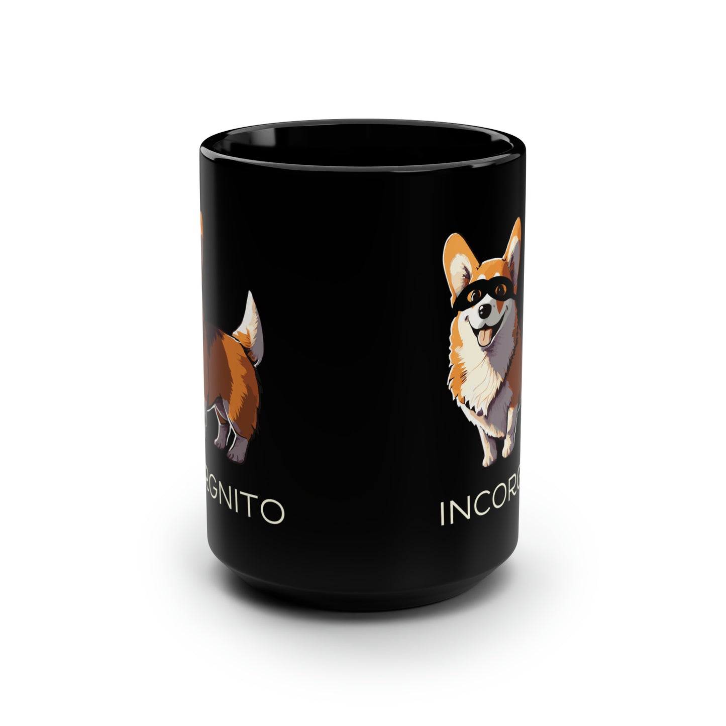 Incorgnito Corgi Mug | Black Ceramic Mug 15oz