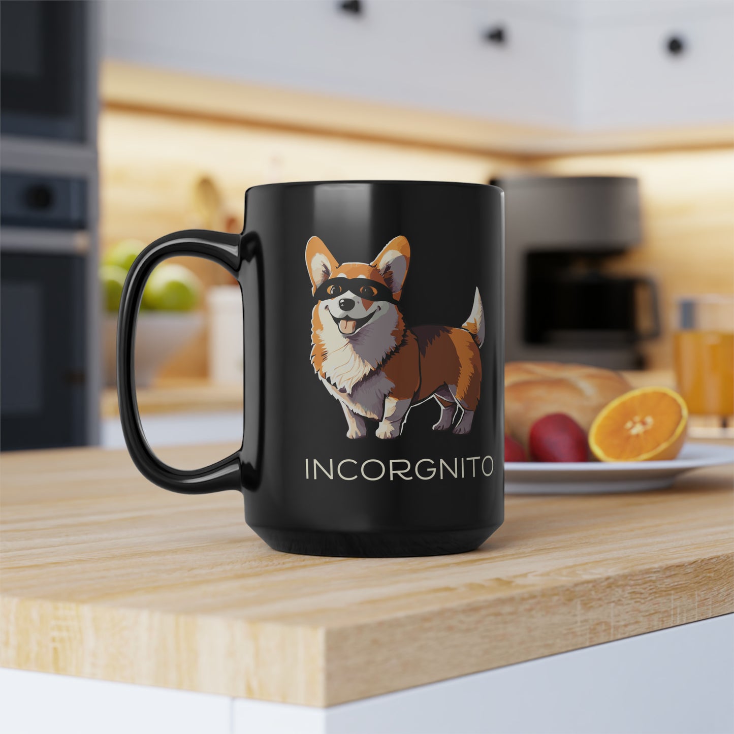 Incorgnito Corgi Mug | Black Ceramic Mug 15oz