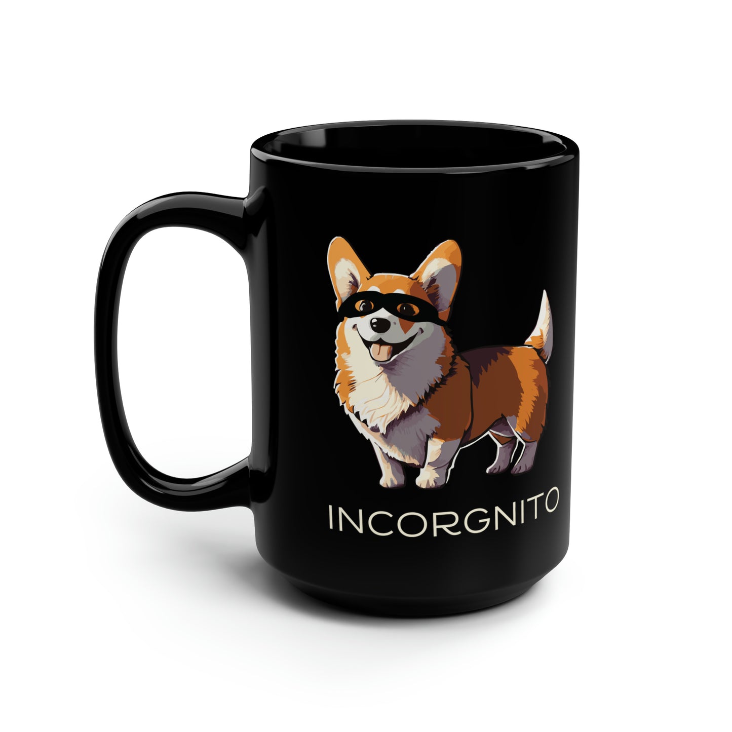 Incorgnito Corgi Mug | Black Ceramic Mug 15oz