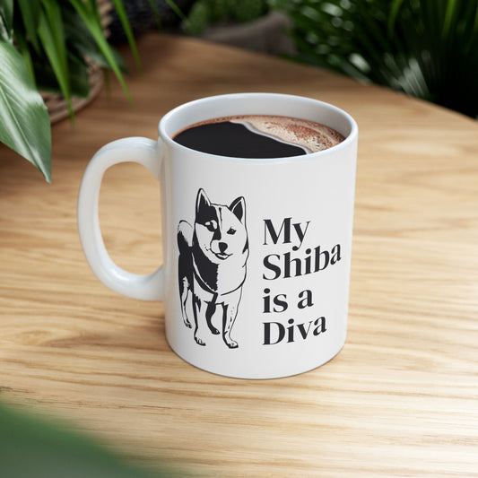 Shiba Inu Mug: My Shiba is a Diva, a Great Gift for Dog Lovers