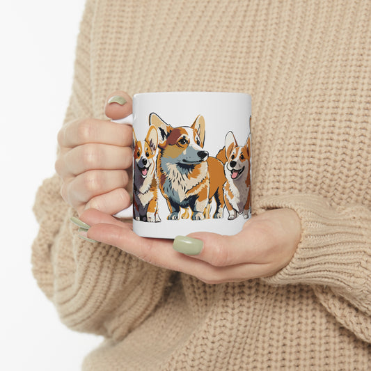 Corgi Mug: Four Cute Corgis, Great Gift for Coffee and Corgi Lovers