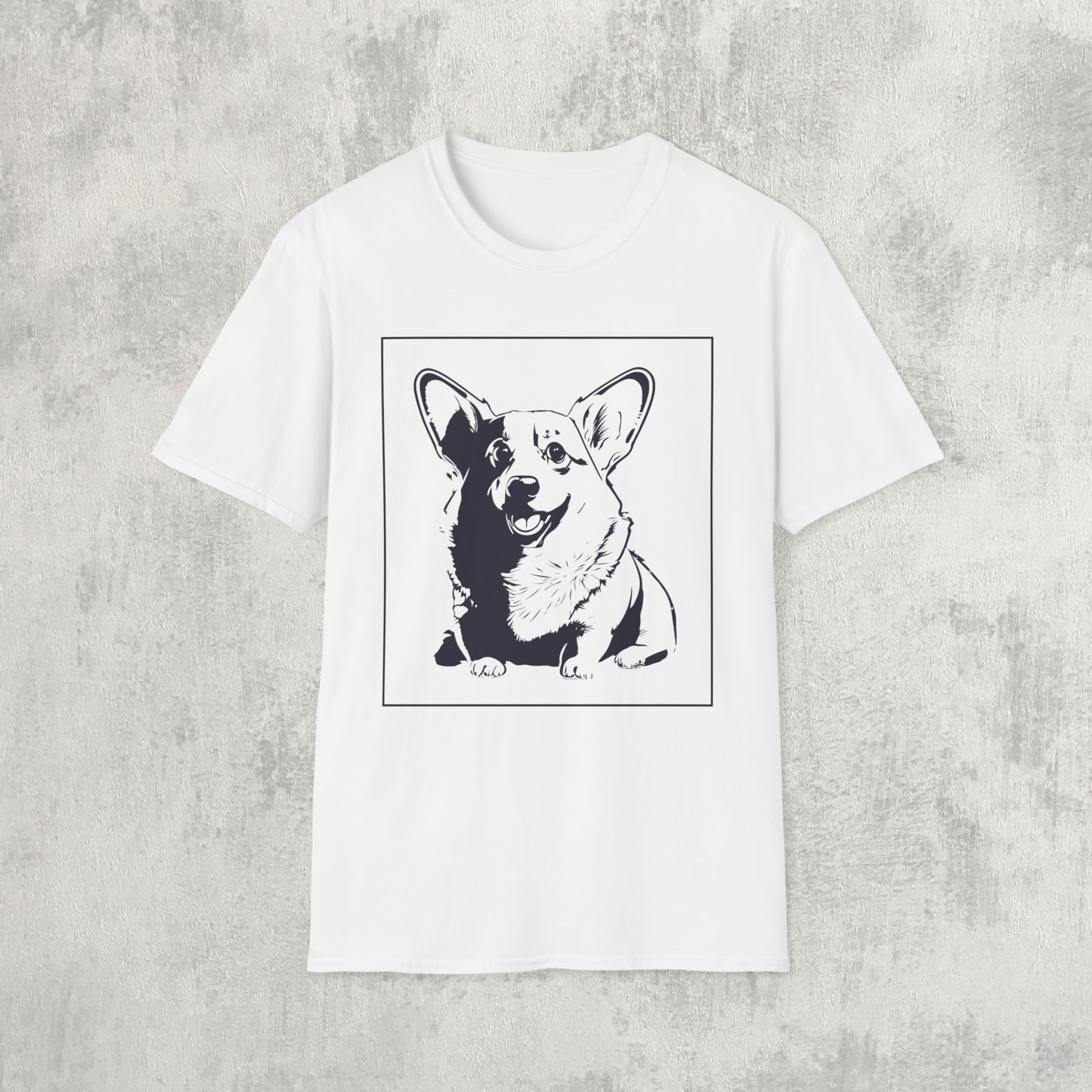 Corgi T-shirt in White | Unisex Softstyle T-Shirt