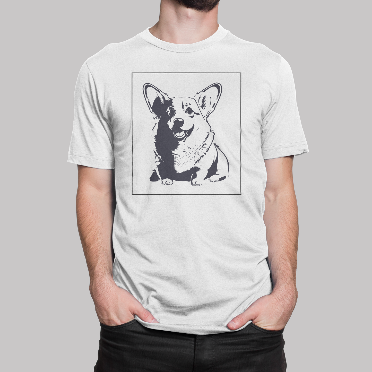 Corgi T-shirt in White | Unisex Softstyle T-Shirt